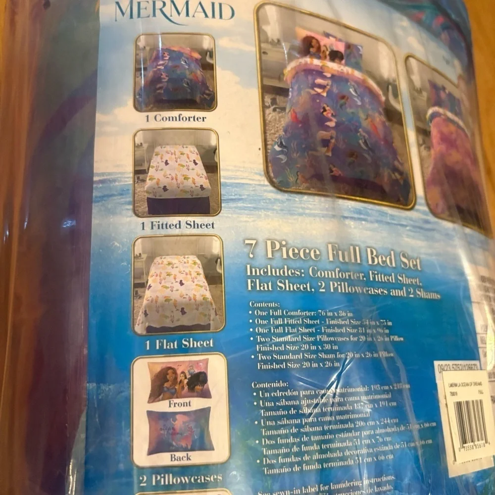 Disney Little Mermaid 7-Piece Full Bed Set Comforter Sheets Pillow Case NEW
